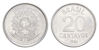 Бразилия 20 сентаво 1986 KM 603 нержавеющая сталь UNC 4644-454