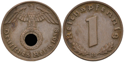 Германия 1 рейхспфенниг 1938 E KM 89, J 361 бронза 4136-1225