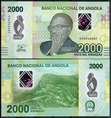 Ангола 2000 кванза 2023 Антонио Агостиньо Нето, Горный хребет в Намибе Pick 163  пластик  UNC (пресс) 7200-4-2