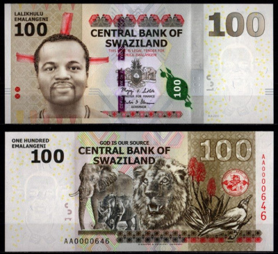 Свазиленд 100 эмалангени 2010 Pick 39 a бумага UNC (пресс) 7214-40-1-2