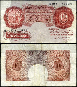 Великобритания 10 шиллингов ND (1948-1960) Pick 368 c бумага 7553-39-3-2