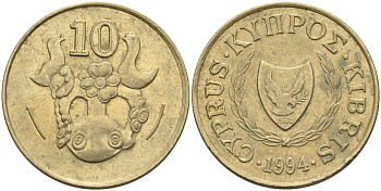 Кипр 10 центов 1994 KM 56.3 никель латунь 4141-1217