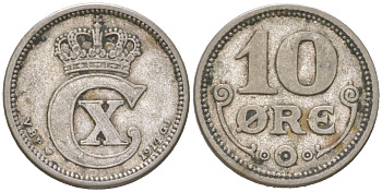 Дания 10 эре 1914 Кристиан X (1912-1947) KM 818 серебро 4621-1019