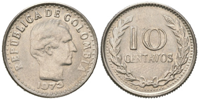 Колумбия 10 сентаво 1973 KM 253 сталь плакированная никелем 4588-1118