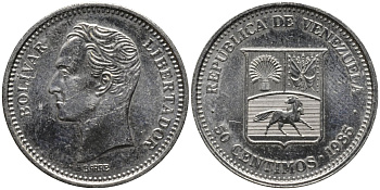 Венесуэла 50 сентимо 1985 Симон Боливар KM 41 никель 4577-856