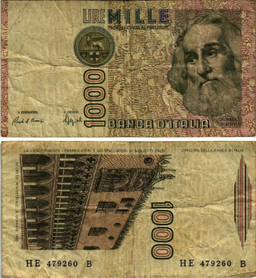 Италия 1000 лир 1982 Дворец дожеи?, Марко Поло Pick 109b 7222-54-3-1