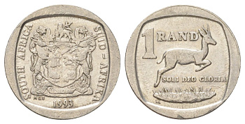 ЮАР 1 ранд 1993 KM 138 медь плакированная никелем 4627-256