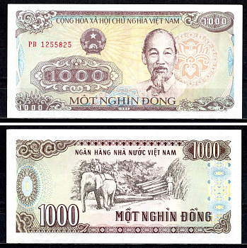 Вьетнам 1000 донгов 1988 Pick 106 a бумага 7204-62-2-2