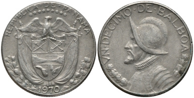 Панама 1/10 бальбоа 1970 KM 10а медь плакированная медно-никелем 72-1016