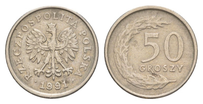 Польша 50 грошей 1991 Y 281 медно-никель 4625-1266