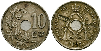 Бельгия 10 сантимов 1927 Belgique KM 85 медно-никель 4172-1027
