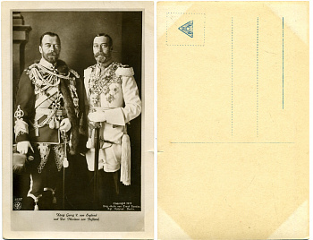 ГЕРМАНИЯ ПОЧТОВАЯ КАРТОЧКА 1913 БЕРЛИН, КОРОЛЬ АНГЛИИ ГЕОРГ V, И РУССКИЙ ЦАРЬ НИКОЛАЙ II, В ПАРАДНОМ ОБЛАЧЕНИИ 2193-3