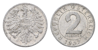 Австрия 2 гроша 1957 KM 2876 алюминий 206-122