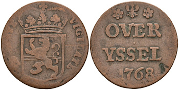 Оверэйсел (Overyssel), Нидерланды 1 дуит 1768 KM 90 медь 4575-1254