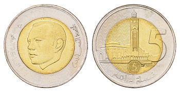 Марокко 5 дирхамов 2015 Y 140 биметалл UNC 216-1027