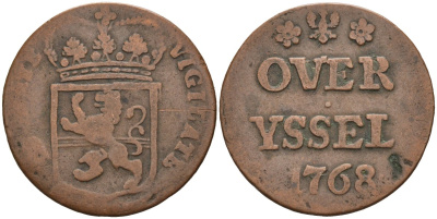 Оверэйсел (Overyssel), Нидерланды 1 дуит 1768 KM 90 медь 4575-1254