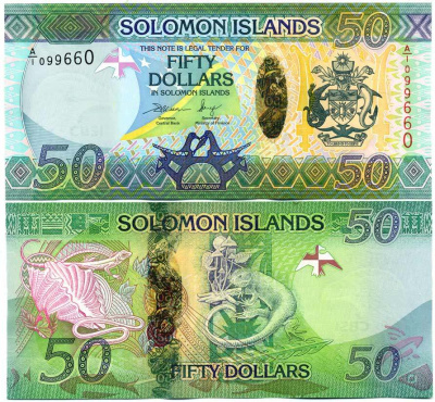 Соломоновы острова 50 долларов 2013-2017  Pick 35 (1) бумага UNC (пресс) 449-22-1