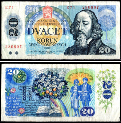 Чехословакия 20 крон 1988 Pick 95 a бумага 7204-12-3-2