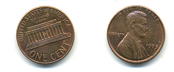 США 1 ЦЕНТ 1973 ЛИНКОЛЬН KM 201 медь цинк 179-327