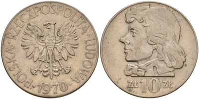 Польша 10 злотых 1970 MW, Тадеуш Костюшко (1746-1817) KM 50а медно-никель    4601-1124