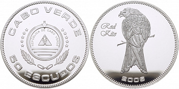 Кабо-Верде 50 эскудо 2006 красный коршун KM 50 серебро PROOF 1077-10-23