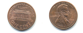 США 1 ЦЕНТ 2008 D ЛИНКОЛЬН KM 201b цинк плакированный медью 86-532