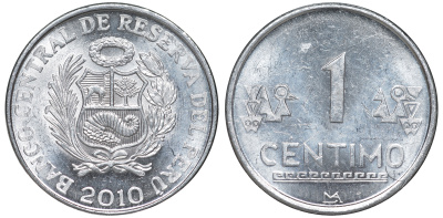 Перу 1 сентимо 2010 LIMA KM 303.4a алюминий aUNC 4189-1035