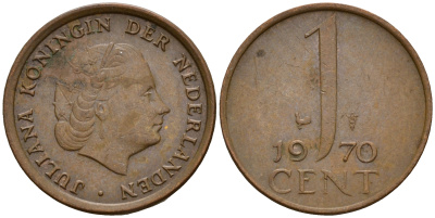 Нидерланды 1 цент 1970 Юлиана (1949-1980) KM 180 бронза    4598-254