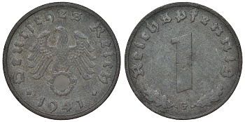 Германия 1 рейхспфенниг 1941 G KM 97, J. 369 цинк 4124-218