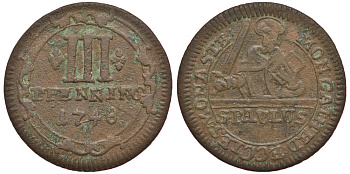 Мюнстер 3 пфеннига 1748 KM 430, Weinrich 64 медь 4127-1245