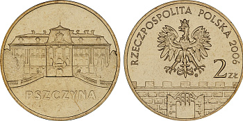 Польша 2 злотых 2006 MW, серия польские города, Пщина (Pszczyna) KM 549 нордик UNC 4676-353