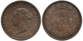 Канада 1 цент 1897 Виктория (1837-1901) KM 7 бронза 190-645