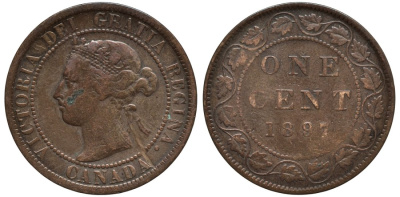 Канада 1 цент 1897 Виктория (1837-1901) KM 7 бронза 190-645