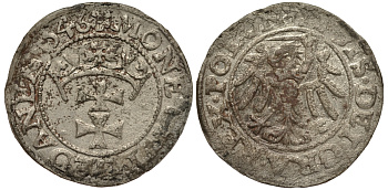 Польша, Данциг 1 шиллинг (шеляг) 1546 Сигизмунд II Август (1544-1572), вес 1,14 гр. серебро 1516-1445