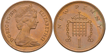 Великобритания 1 пенни 1979 Елизавета II (1952-2022) КМ 915, Spink B1 бронза 4594-117