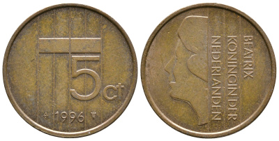 Нидерланды 5 центов 1996 Беатрикс (1980-2013) KM 202 бронза 3999-342