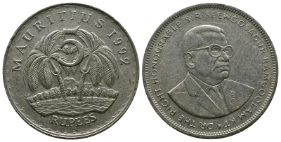 Маврикий 5 рупий 1992 Сивусагур Рамгулам KM 56 медно-никель 4381-242