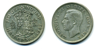 Великобритания 1/2 кроны 1942 Георг VI (1936-1952) KM 856, Spink 4080 серебро 89-1213