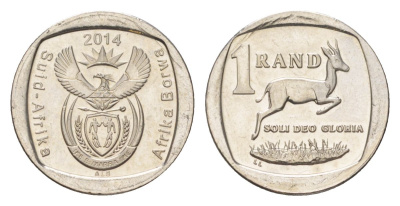 ЮАР 1 ранд 2014 медь плакированная никелем UNC 4627-568