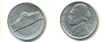 США 5 ЦЕНТОВ 1989 P, ДЖЕФФЕРСОН KM А192 медно-никель 86-621