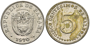 Панама 5 сентесимо 1970  KM 23.2 медно-никель    4610-313