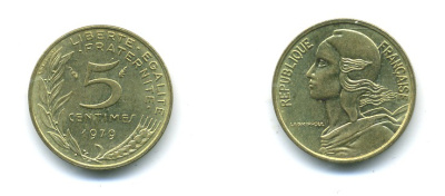 ФРАНЦИЯ 5 САНТИМОВ 1979 ТИП MARIANNE KM 933 медь алюминий никель 84-1542