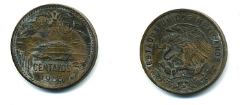 МЕКСИКА 20 СЕНТАВО 1965 KM 440 бронза 35-1421