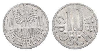 Австрия 10 грошей 1966 KM 2878 алюминий 4576-1128