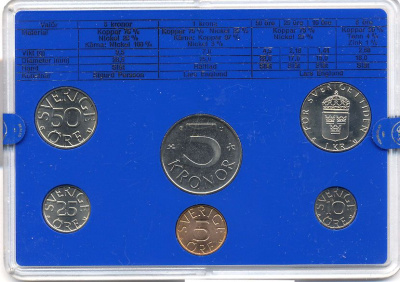 Швеция набор монетного двора из 6 монет 1981 в пластике, Карл XVI Густав (1973- ) KM MS19 UNC 4-3-7-172