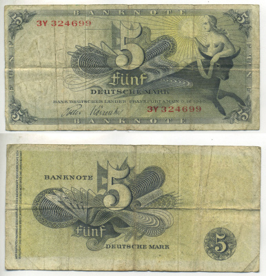 ФРГ 5 МАРОК 1948 Pick 13е бумага 6283-4-1