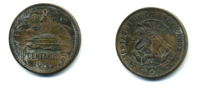 МЕКСИКА 20 СЕНТАВО 1965 KM 440 бронза 35-1421