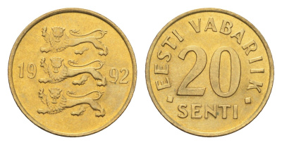 Эстония 20 сентов 1992 KM 23 латунь UNC 4668-638