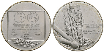 США МЕДАЛЬ 1969 ПЕРВЫЙ ШАГ НА ЛУНЕ, 38 мм, 26,95 гр медно-никель UNC 05-122-25
