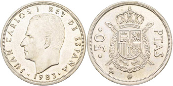 Испания 50 песет 1983 Хуан Карлос I (1975-2014) KM 825 медно-никель XF-UNC 4517-321